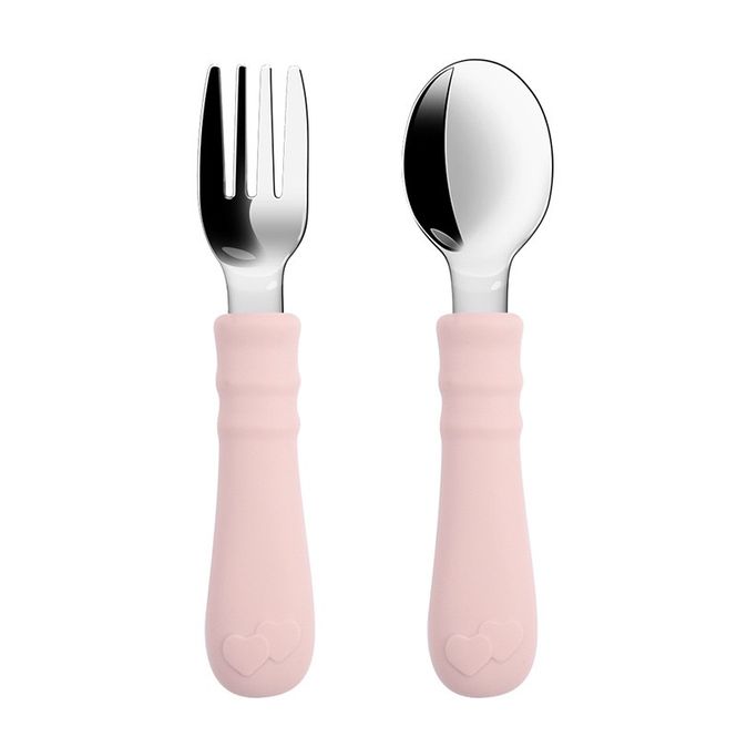 Hovedbilde Bestikk med gaffel og skje - lys rosa